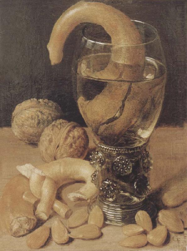 Style life with wine glass and pretzel, Georg Flegel